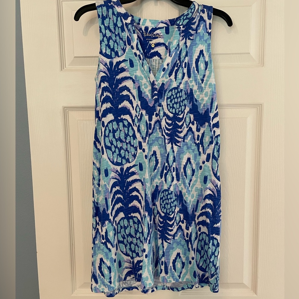Lilly Pulitzer Aqua and Navy Patterned Dress
